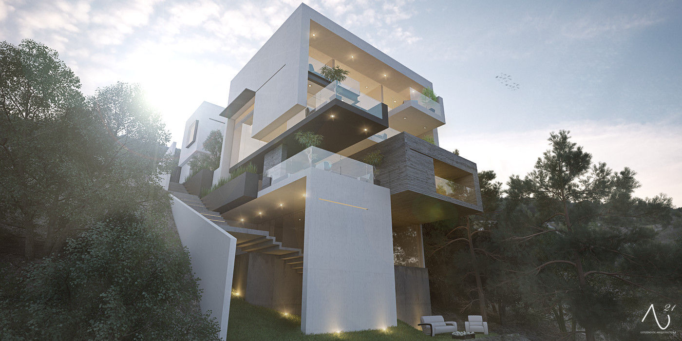 Casa Paseos del Bosque, 21arquitectos 21arquitectos 미니멀리스트 주택