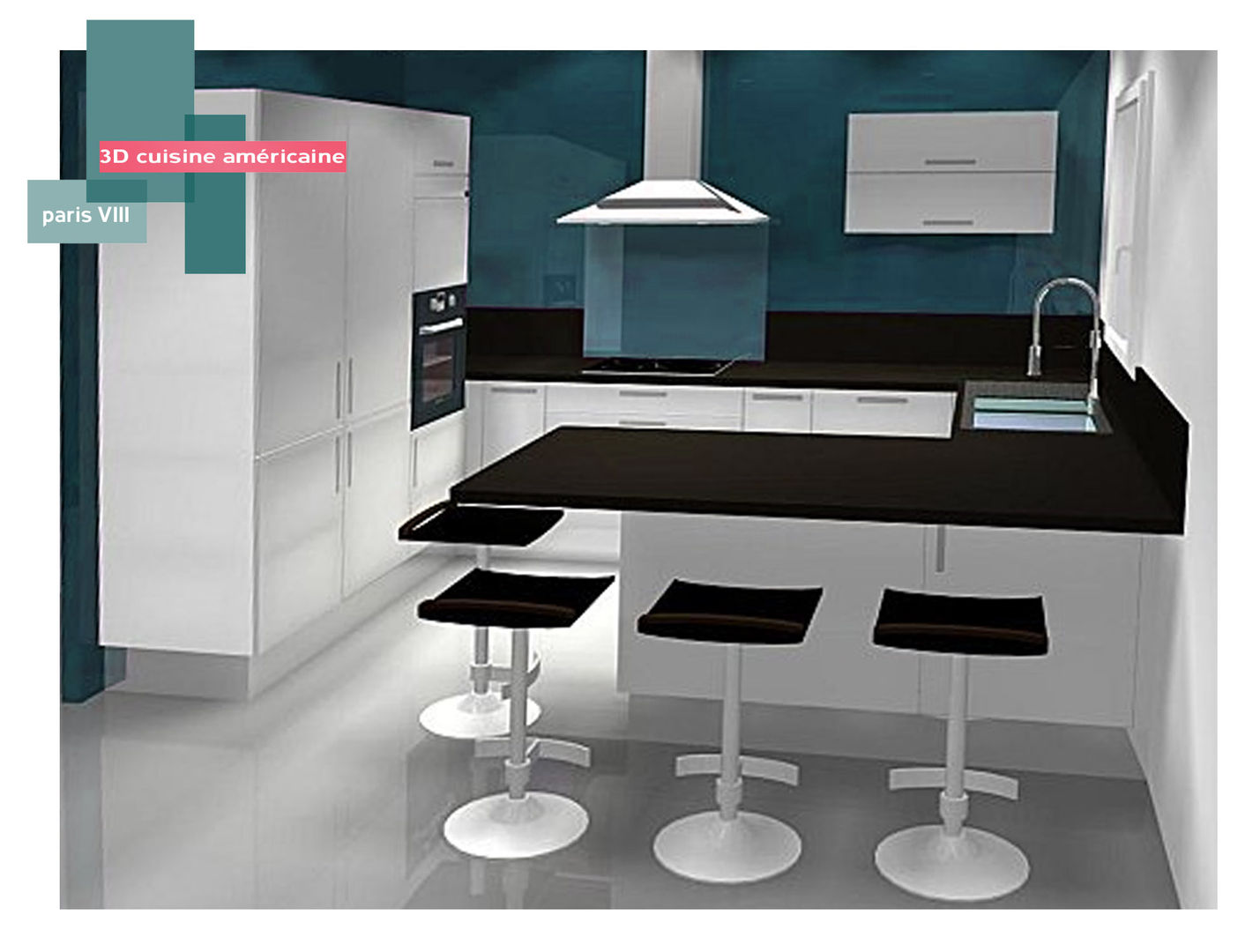 projet 3D cuisine | Paris homify Cuisine moderne