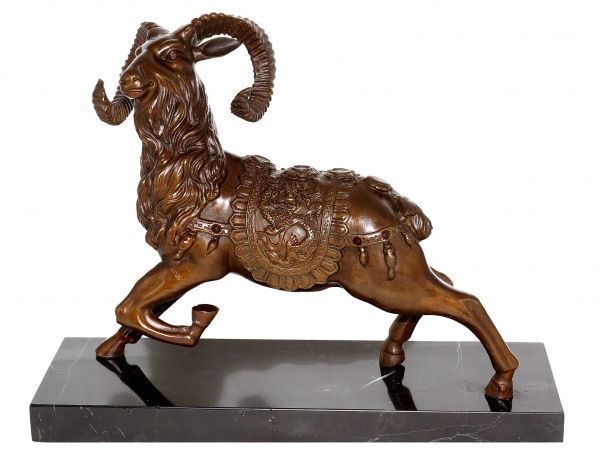 Bronze Figure - Ram / Goat on Marble Base - Stevens Kunst & Ambiente - Bronzefiguren / Skulpturen Manufaktur غرف اخرى نحاس/برونز منحوتات