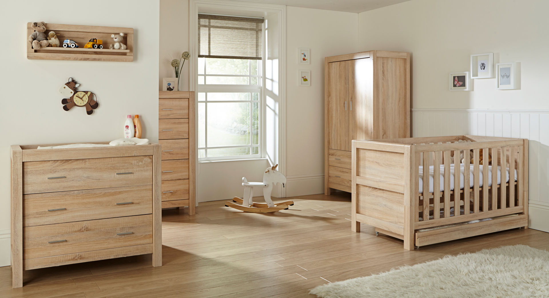 Milan 6 Piece Room Set - Reclaimed Oak Tutti Bambini Quartos de criança minimalistas Camas e berços