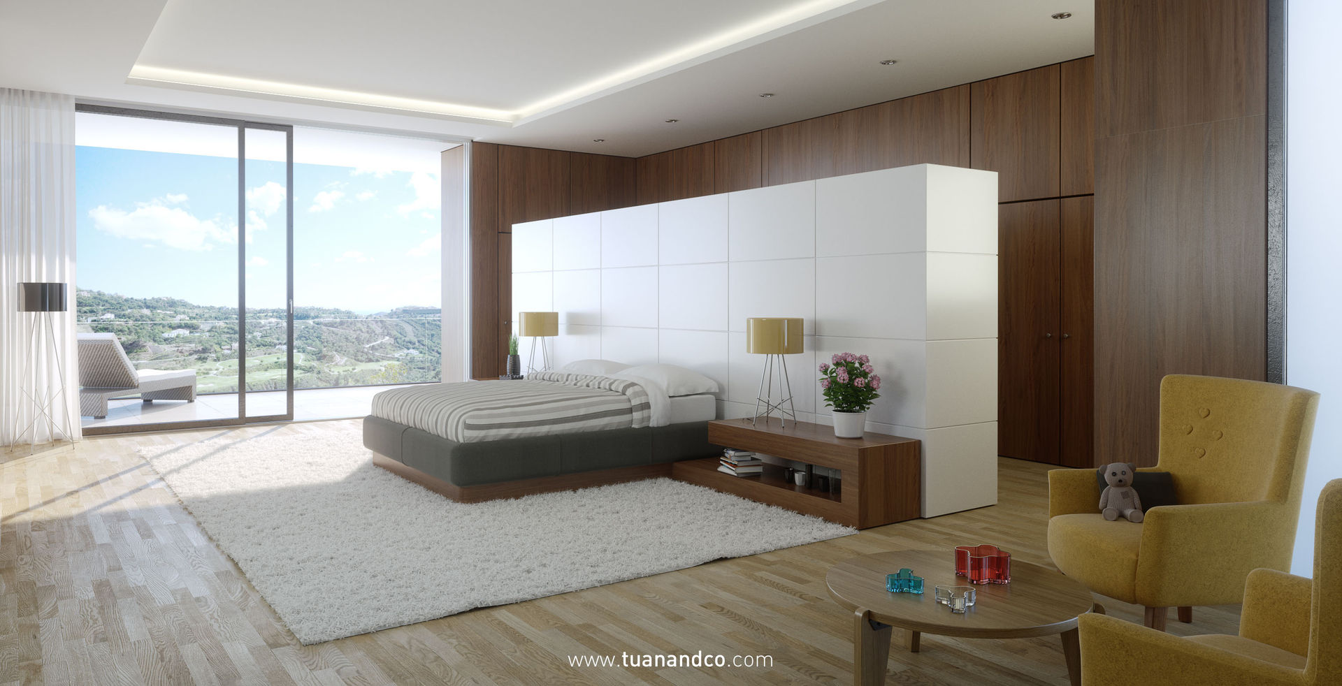 Villa bioclimática en la Zagaleta., TUAN&CO. arquitectura TUAN&CO. arquitectura Modern Bedroom Wood Wood effect