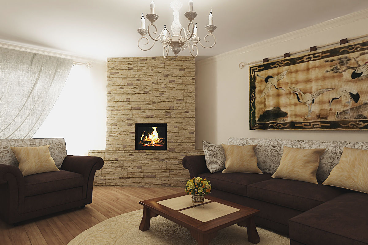 Прованс в загородном доме, Алёна Демшинова Алёна Демшинова Country style living room Stone