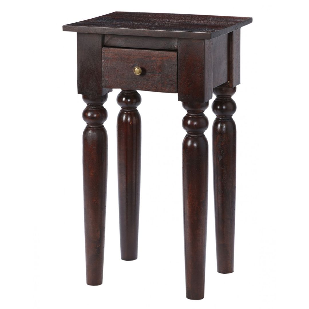 Bonsoni Jammu Telephone Table Hand Made From Solid Mango Wood In Dark Mahogany by British Raj Furniture homify 客廳 木頭 Wood effect 邊桌與托盤