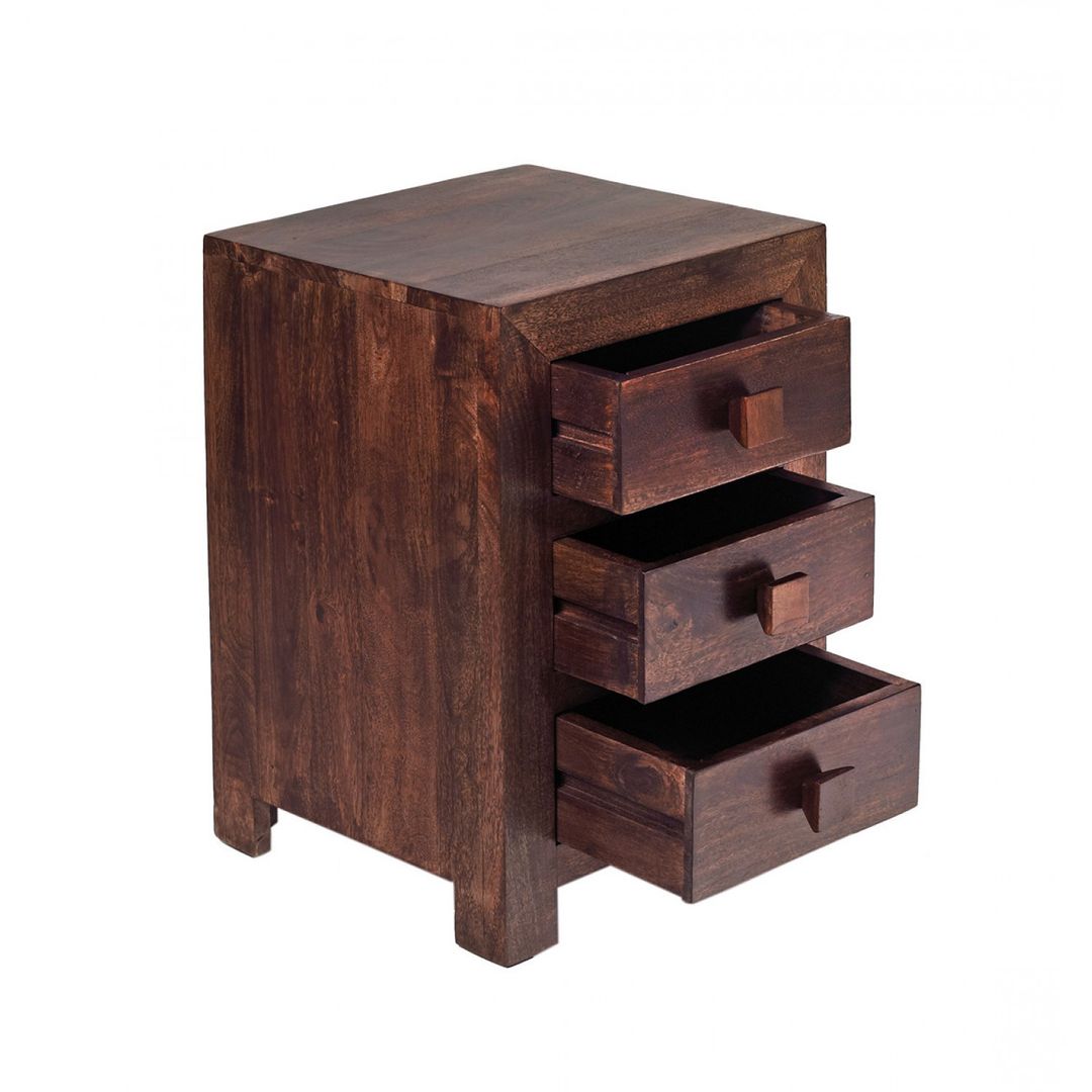 Bonsoni Tamil Nadu 3 Drawer Bedside Made From 100% Solid Mango Hardwood by British Raj Furniture homify Спальня Дерево Дерев'яні Приліжкові тумбочки