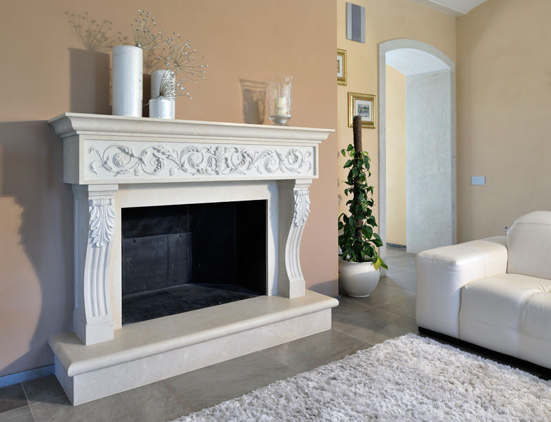 Camino realizzato in Pietra di Modica, Arte Pietra Arte Pietra Living room Fireplaces & accessories