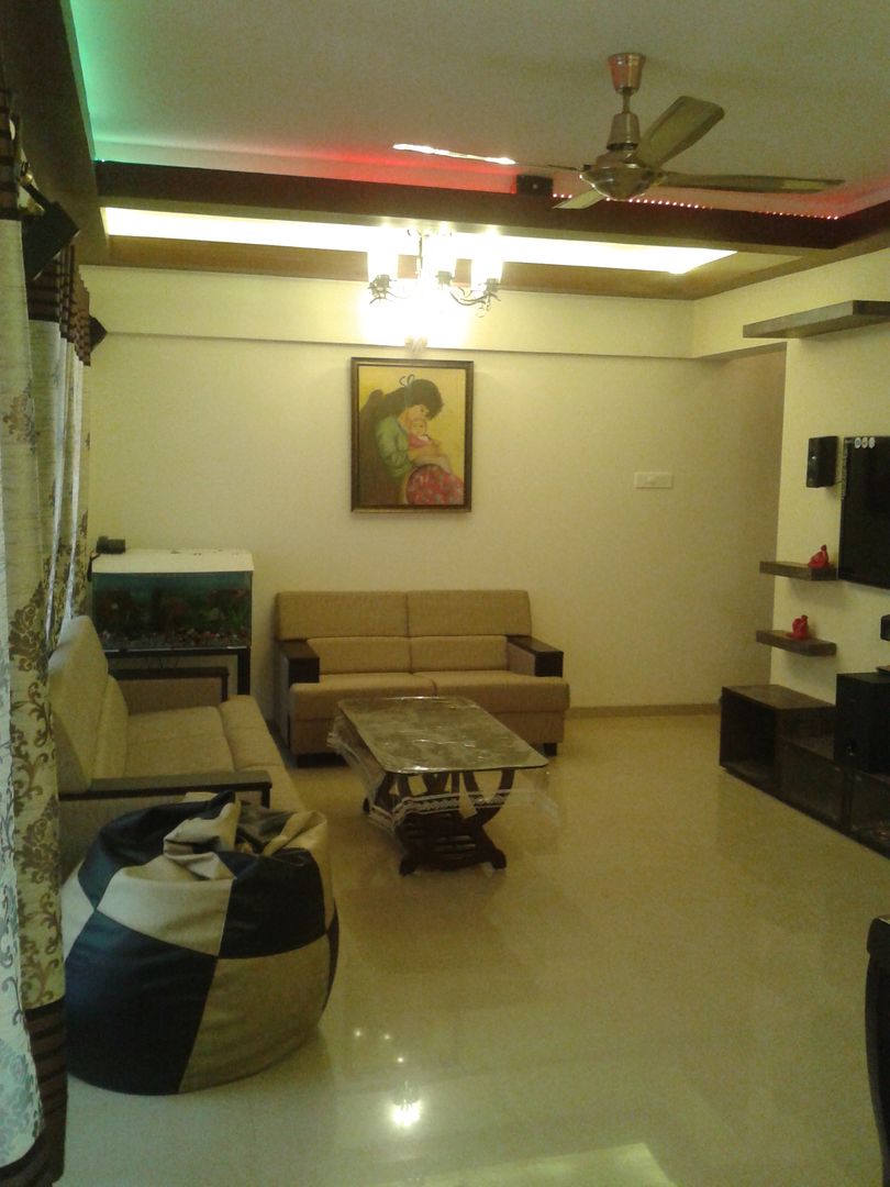 3bhk Residential Flat at Dhanori, DS DESIGN STUDIO DS DESIGN STUDIO غرفة المعيشة