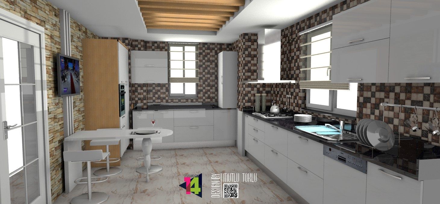 istanbul tuzla villa akrilik mutfak tasarımı, imza decor imza decor ห้องครัว หินอ่อน เคาน์เตอร์ครัว