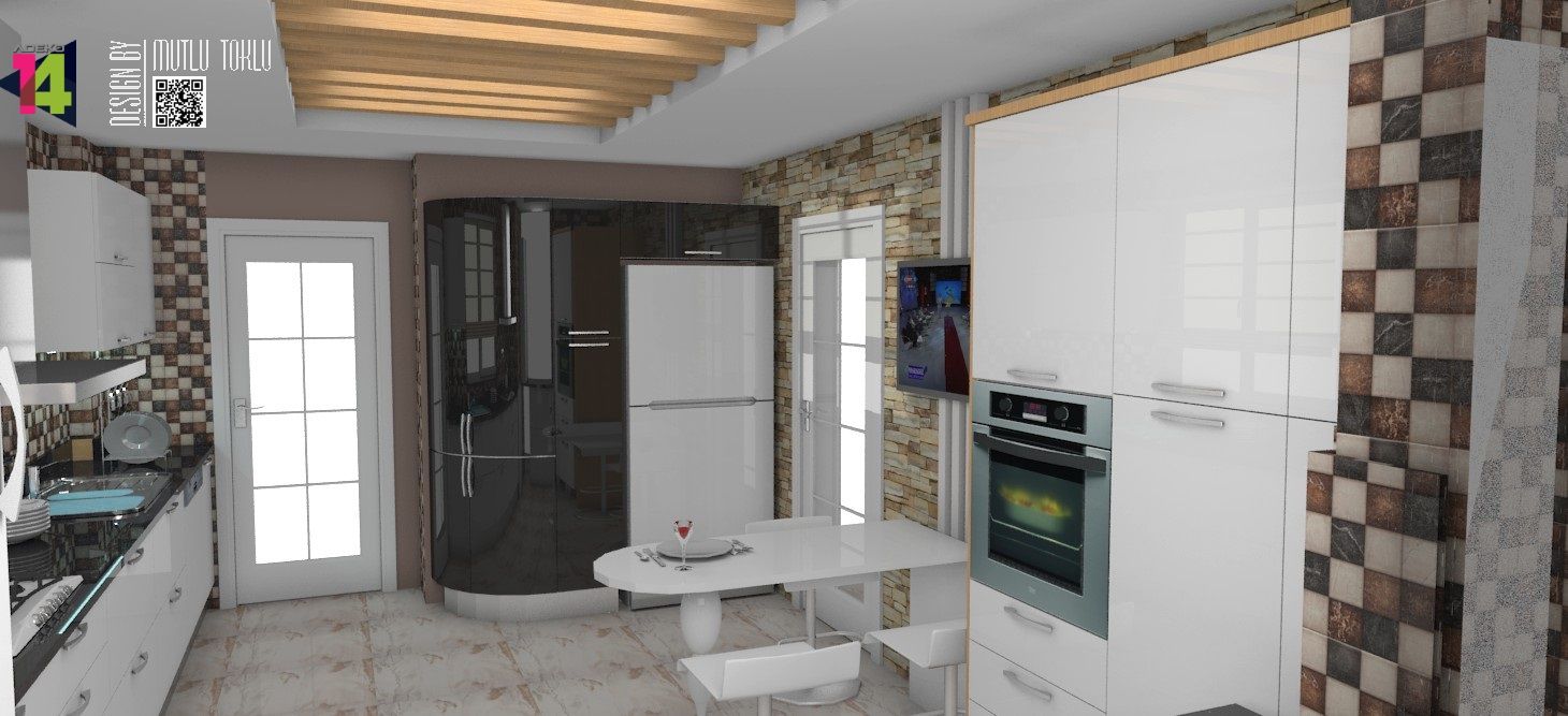 istanbul tuzla villa akrilik mutfak tasarımı, imza decor imza decor 모던스타일 주방 엔지니어드 우드 투명 테이블 & 의자