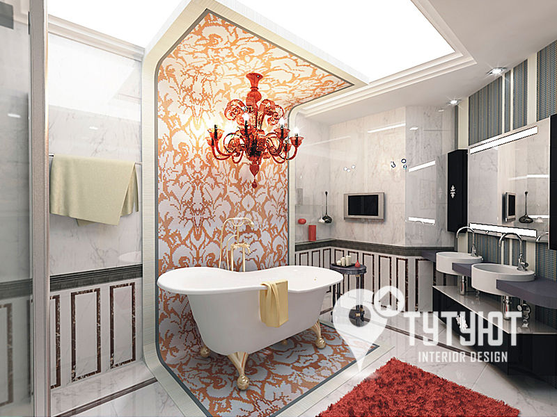 Квартира в ЖК "Антарес" в центре Екатеринбурга, Interior Design Studio Tut Yut Interior Design Studio Tut Yut 浴室 陶器