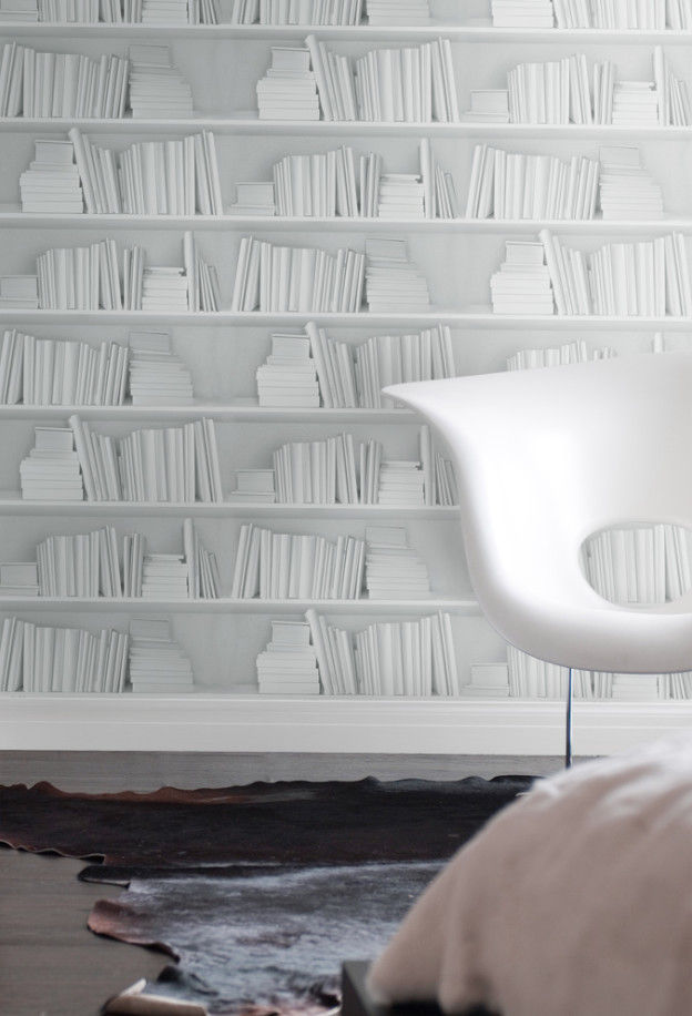 White Bookshelf Young & Battaglia جدران أغطية الجدران والأرضيات