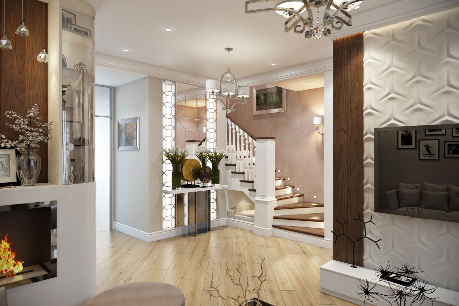 Таунхаус в г.Краснодар, Design Studio Details Design Studio Details Eclectic style corridor, hallway & stairs