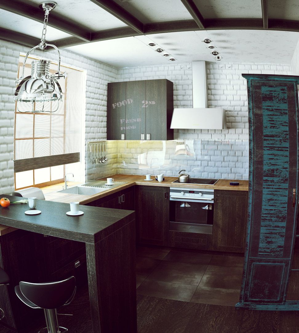 Квартира на Ярославском, Valeria Ganina Valeria Ganina Industrial style kitchen