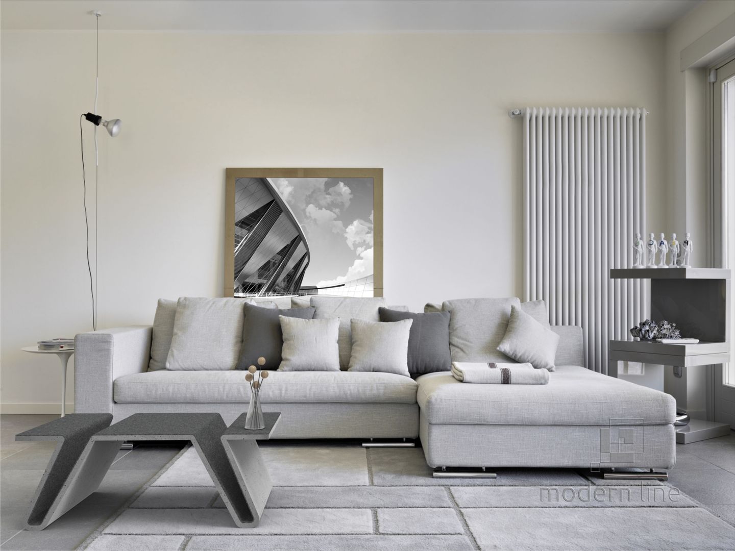 Betonowy stół w salonie, Modern Line Modern Line Living room