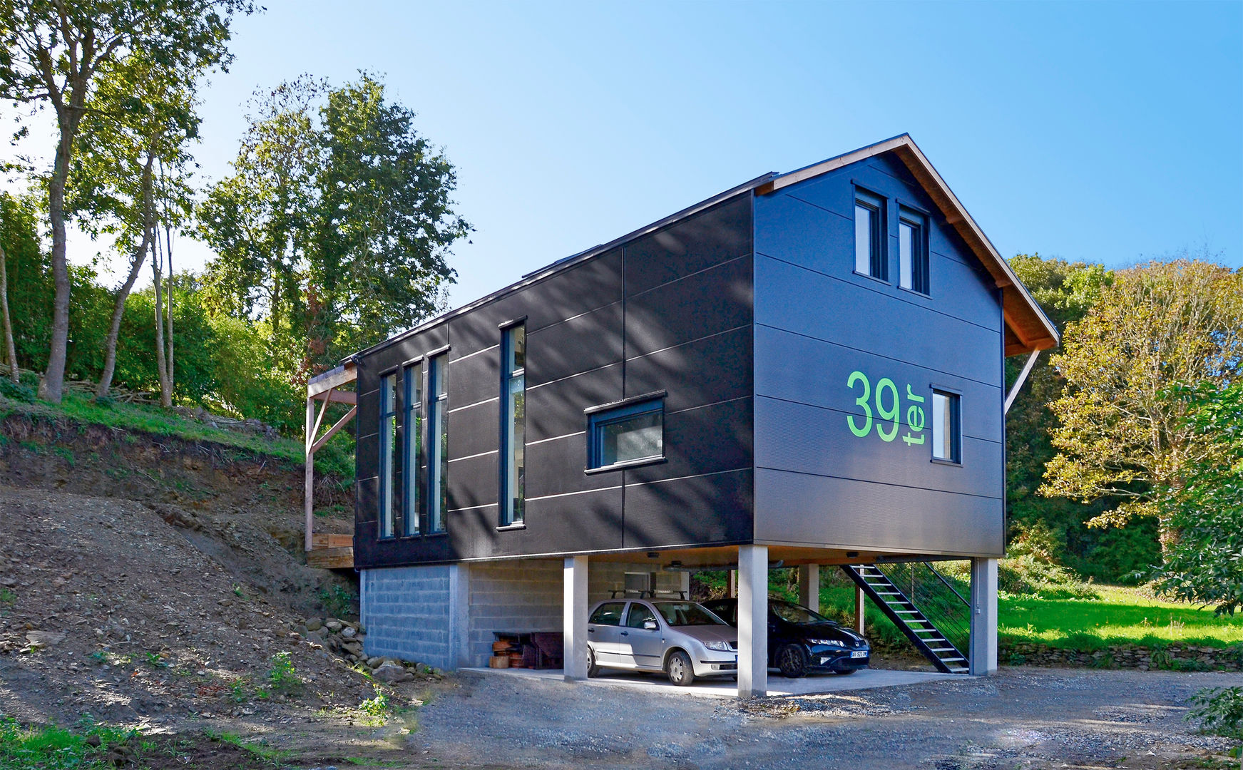 CARBONE WOOD, Bertin Bichet Bertin Bichet Casas de estilo escandinavo Aluminio/Cinc