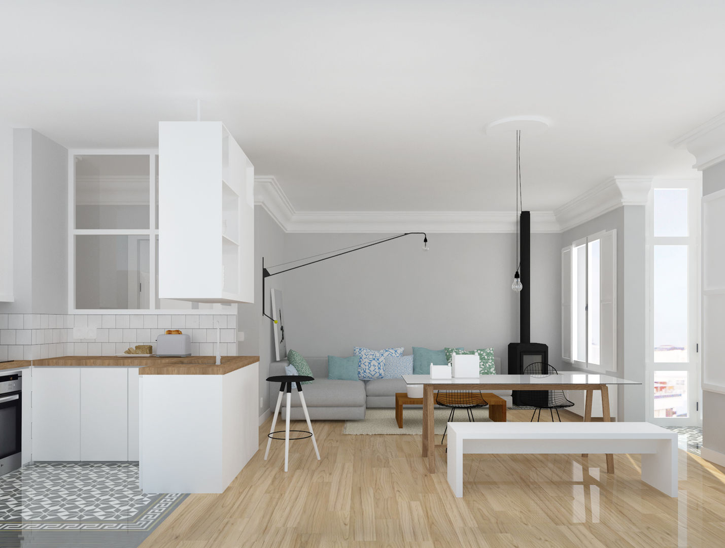 APARTAMENTO EN JUAN FLOREZ, ESTUDIO BAO ARQUITECTURA ESTUDIO BAO ARQUITECTURA ห้องนั่งเล่น