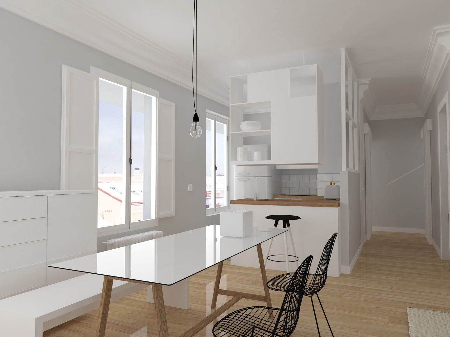 APARTAMENTO EN JUAN FLOREZ, ESTUDIO BAO ARQUITECTURA ESTUDIO BAO ARQUITECTURA ห้องครัว