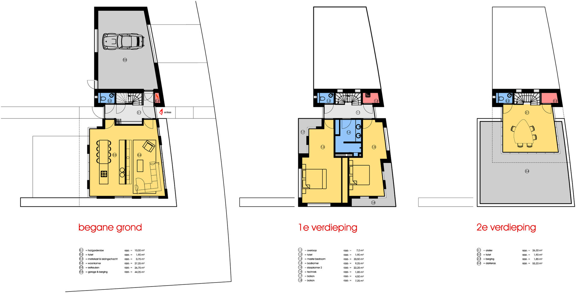 Plattegronden: Vrijstaand woonhuis voor Elisabeth & Hugo Archivice Architektenburo