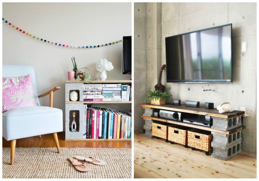 homify Salas de estar minimalistas Tijolo TV e mobiliário