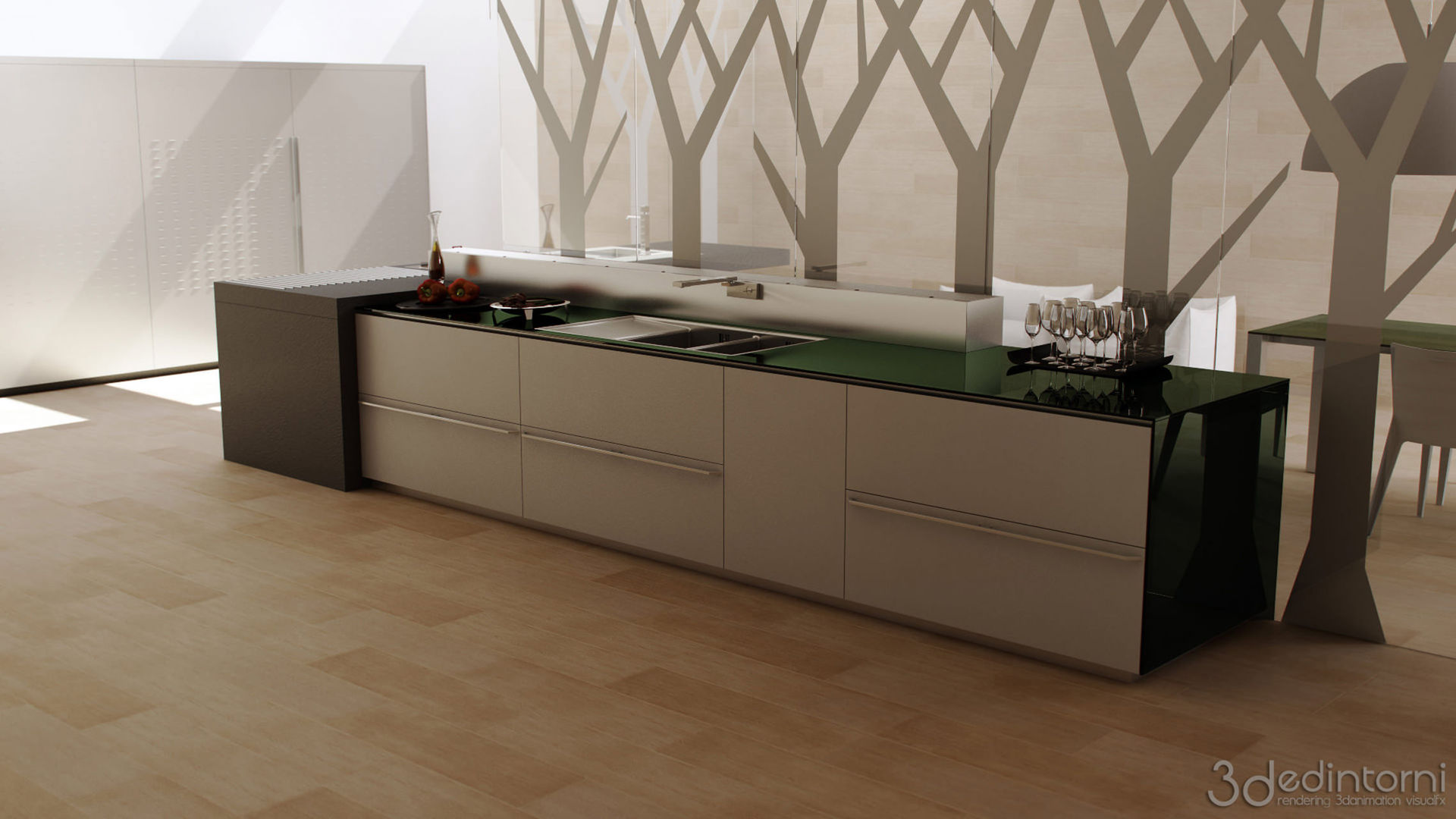 VALCUCINE MULTILINE RENDERING, 3Dedintorni 3Dedintorni Minimalistische Küchen