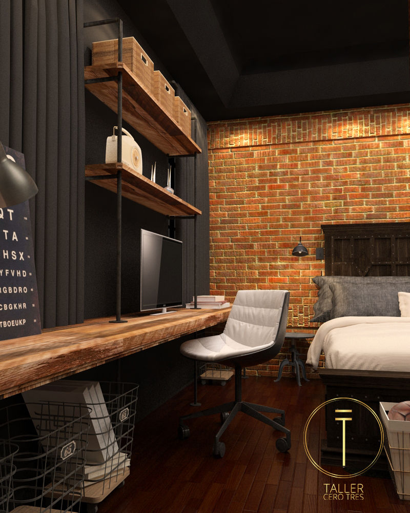 Recamara Industrial, Taller 03 Taller 03 Industrial style bedroom Bricks