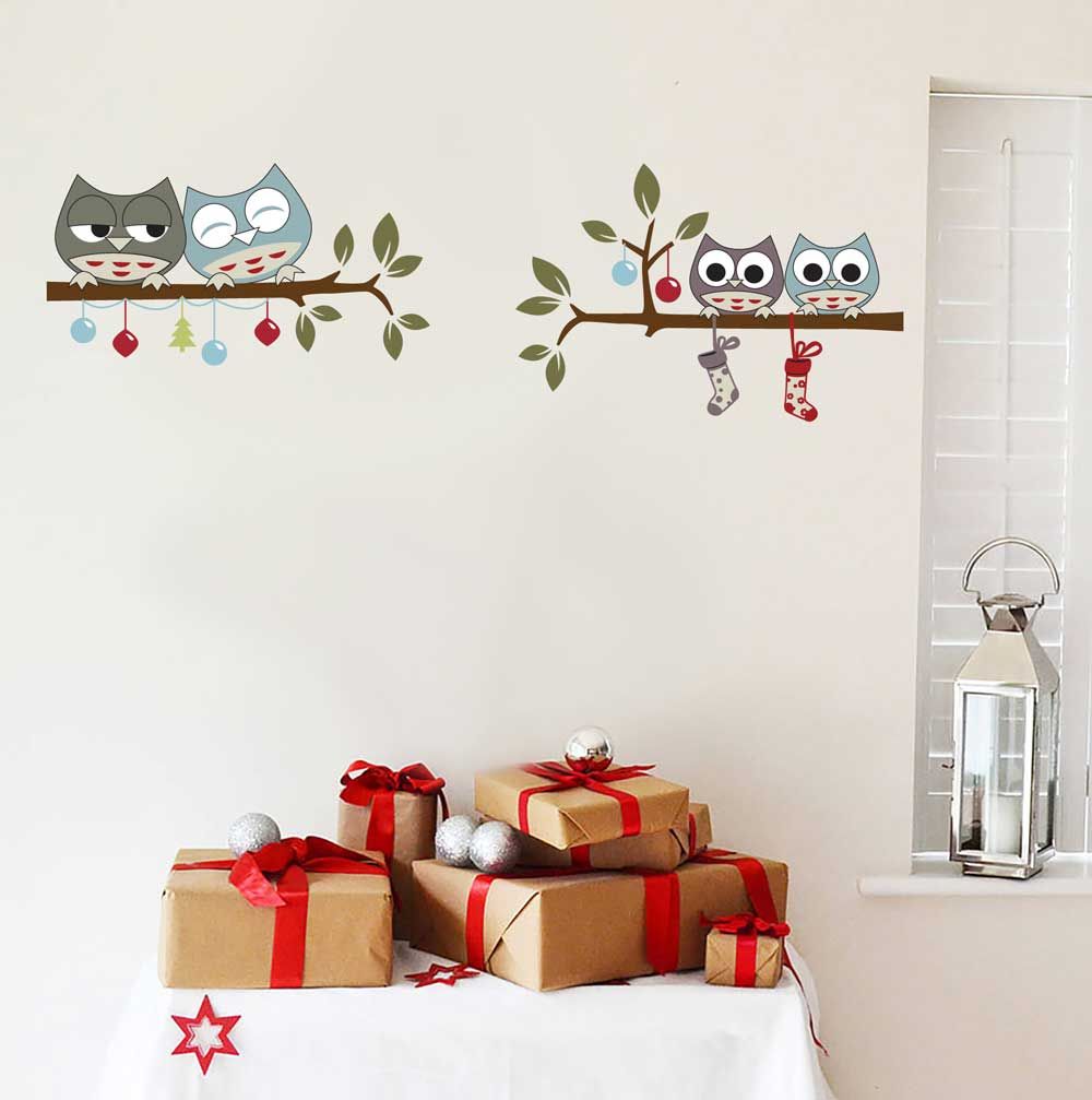 Owls & baubles decoration wall sticker Vinyl Impression กำแพง แทททูแต่งผนัง