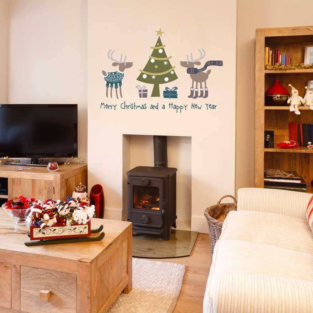 Reindeer presents Christmas decoration wall sticker Vinyl Impression Стены и пол в стиле модерн Настенный декор