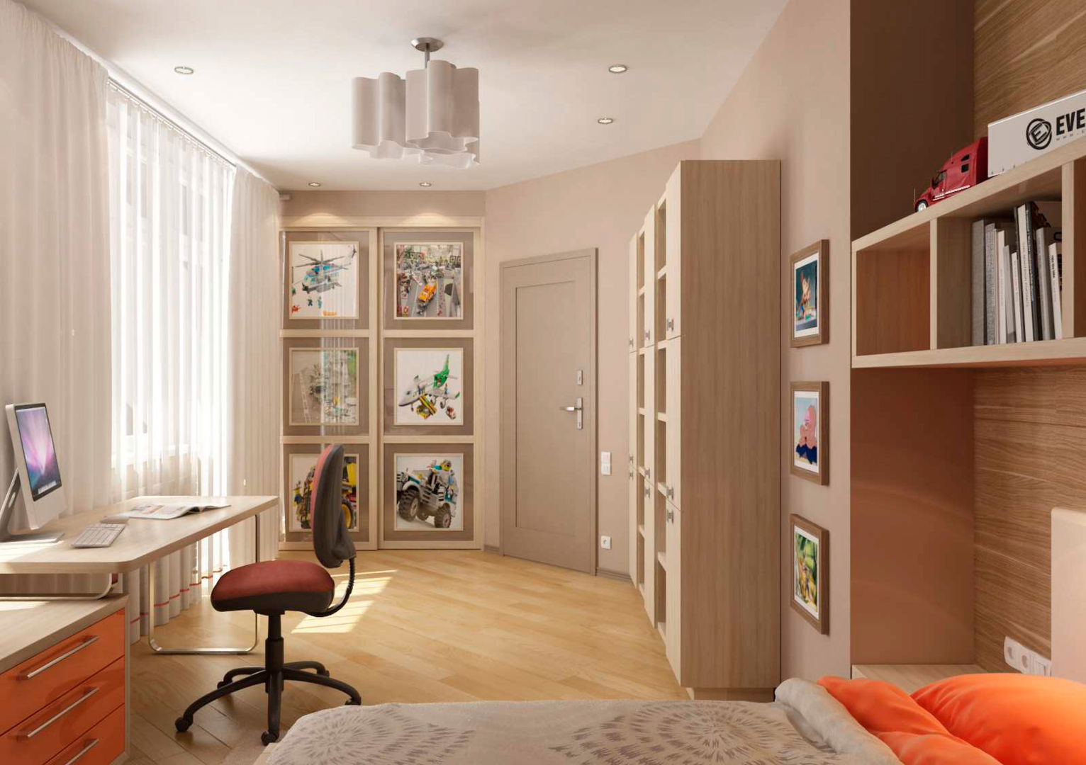 Дизайн интерьера 4-ком. квартиры, GP-ARCH GP-ARCH Dormitorios infantiles de estilo moderno