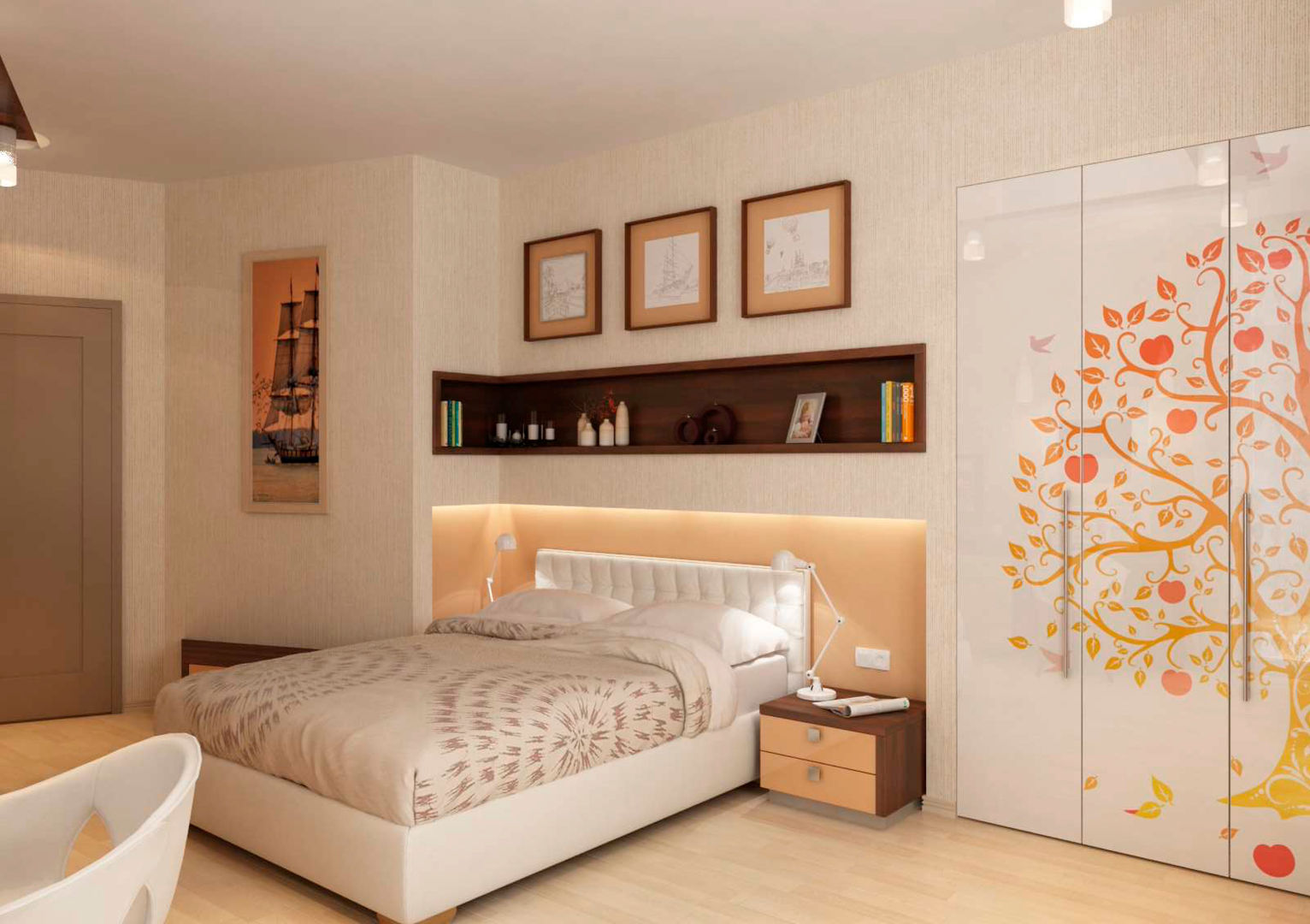Дизайн интерьера 4-ком. квартиры, GP-ARCH GP-ARCH Dormitorios de estilo moderno