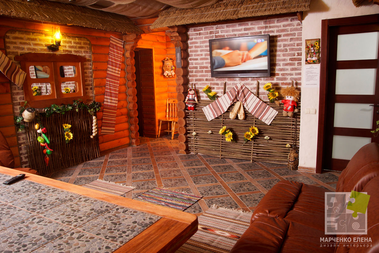 Комната отдыха в бане (фото), Елена Марченко (Киев) Елена Марченко (Киев) Country style media room