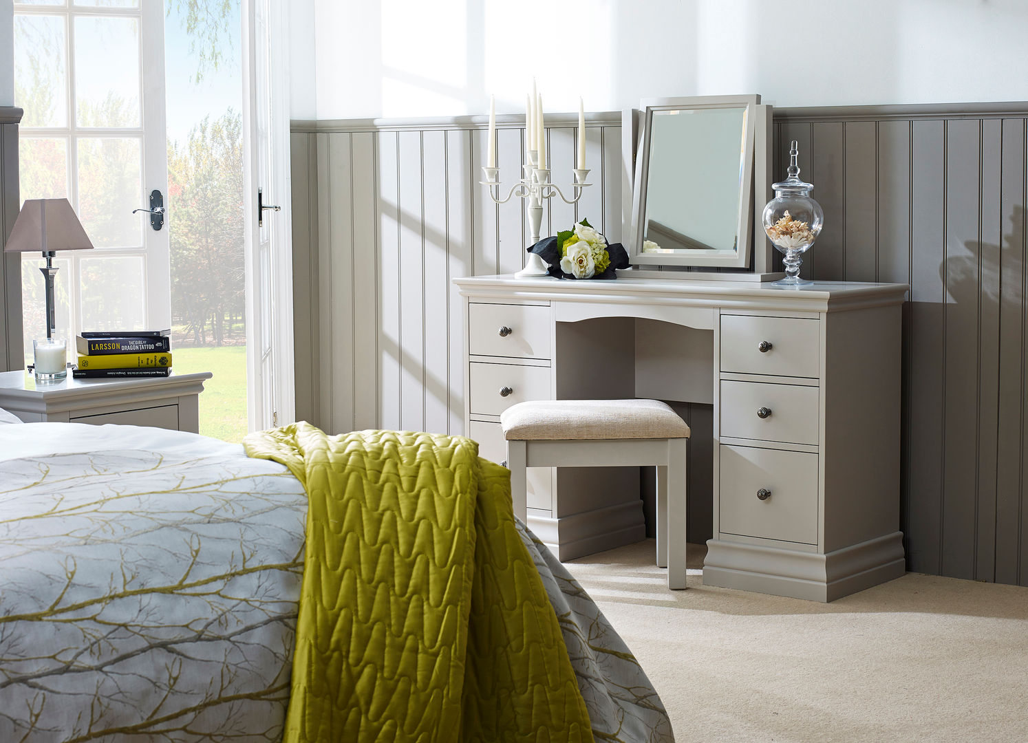 Annecy Hand painted Bedroom Furniture Corndell Quality Furniture Classic style bedroom Wood Grey Dressing tables