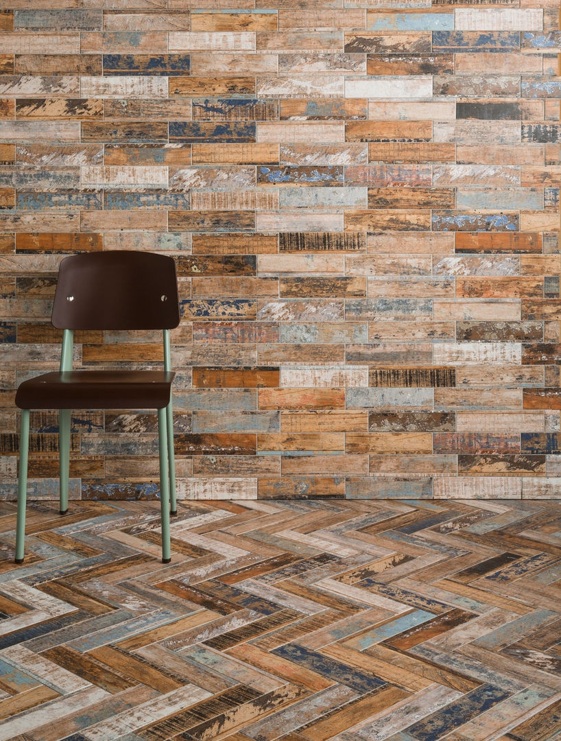 Quayside Mix Distressed Wood Effect Tiles The London Tile Co. Paredes y pisos de estilo rústico Baldosas y azulejos