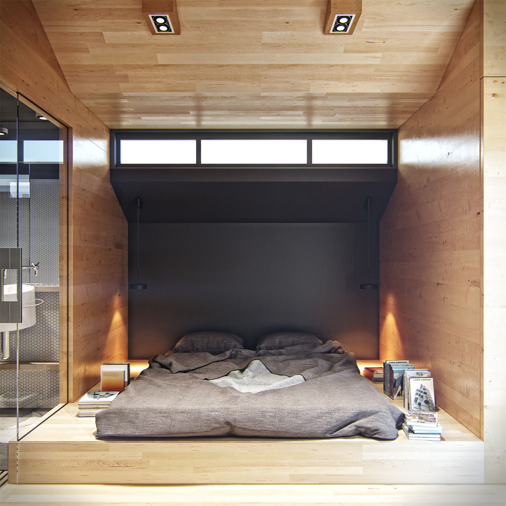 Residential house reconstruction with addition of a mansard floor, Denis Svirid Denis Svirid Minimalist bedroom