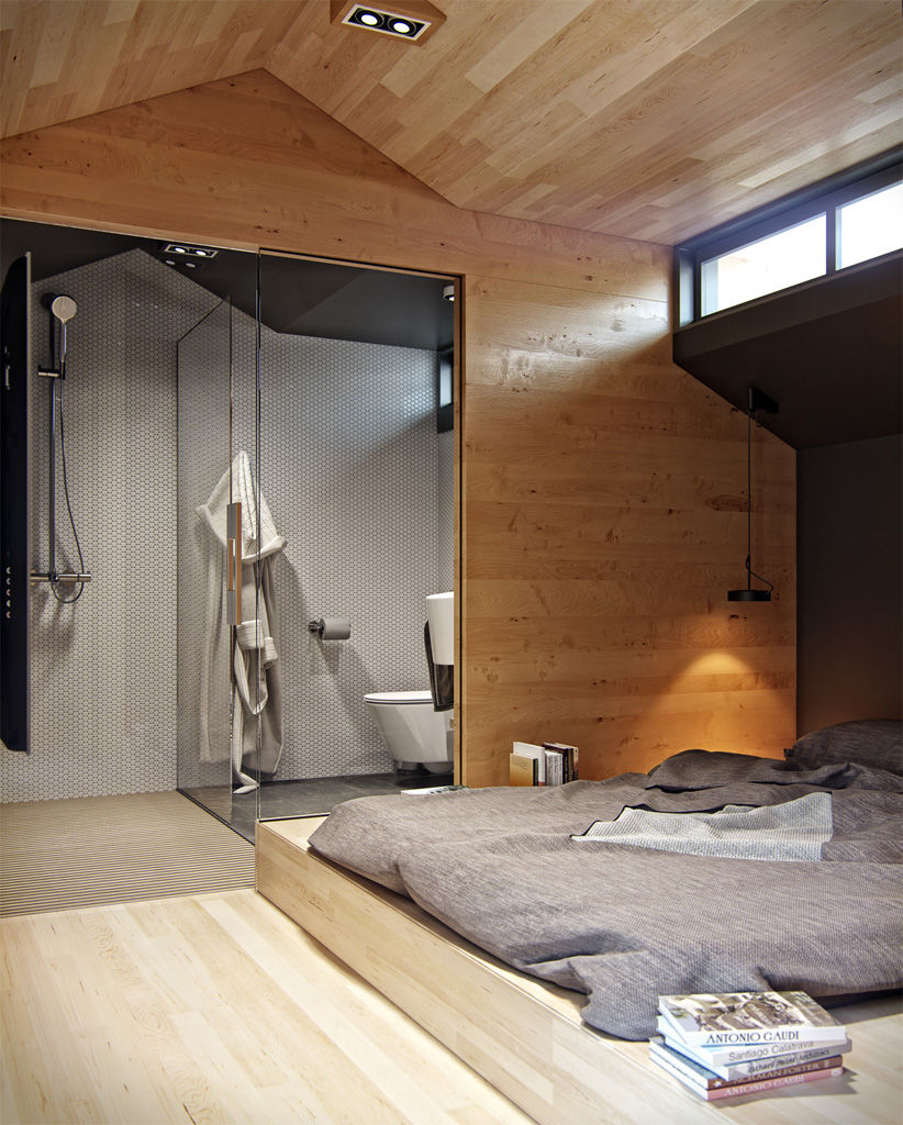 Residential house reconstruction with addition of a mansard floor, Denis Svirid Denis Svirid Minimalist bedroom
