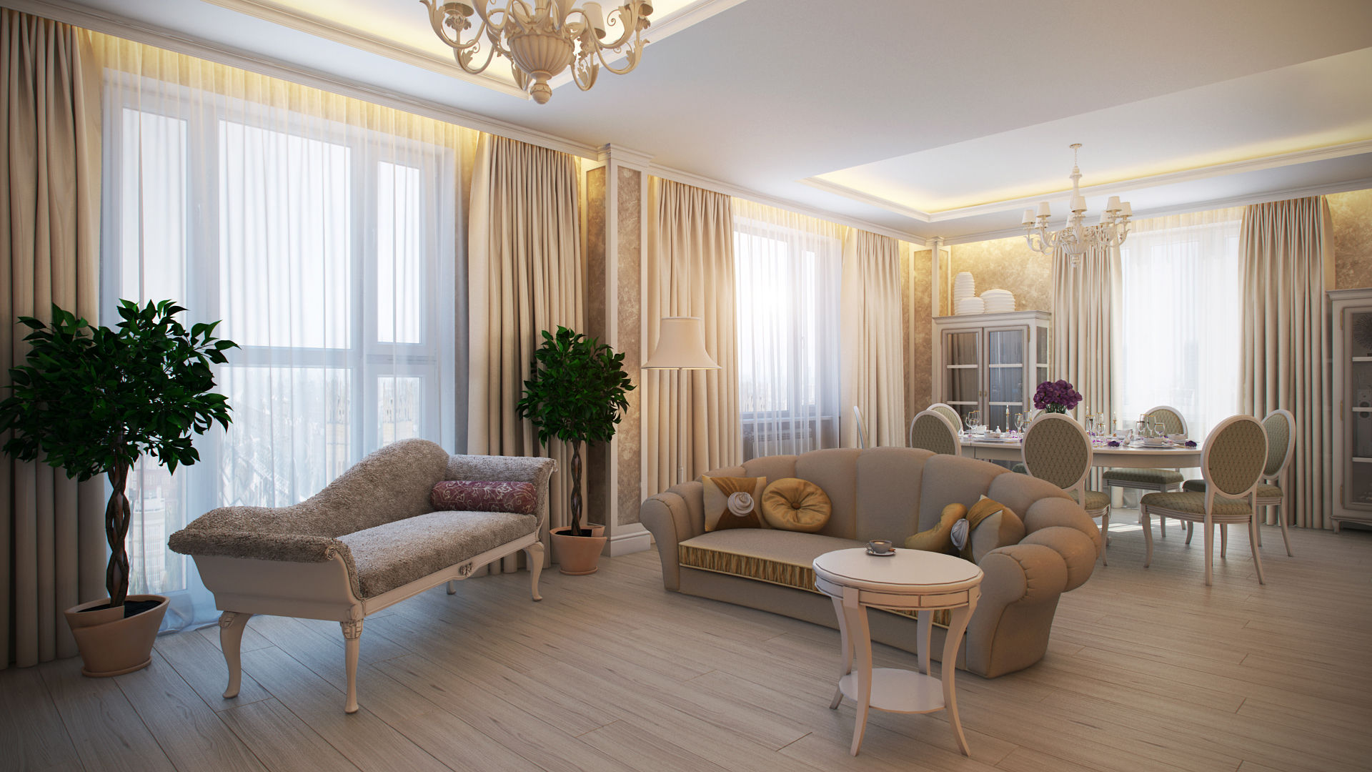Четырехкомнатная квартира в классическом стиле, Details, design studio Details, design studio Living room