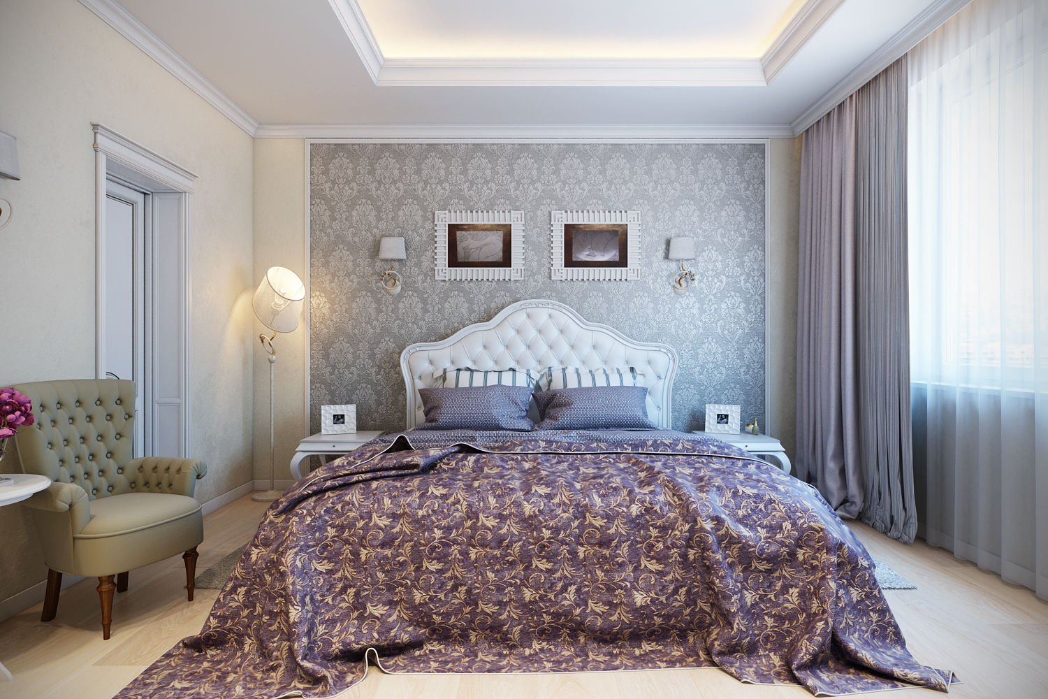 Четырехкомнатная квартира в классическом стиле, Details, design studio Details, design studio Camera da letto in stile classico