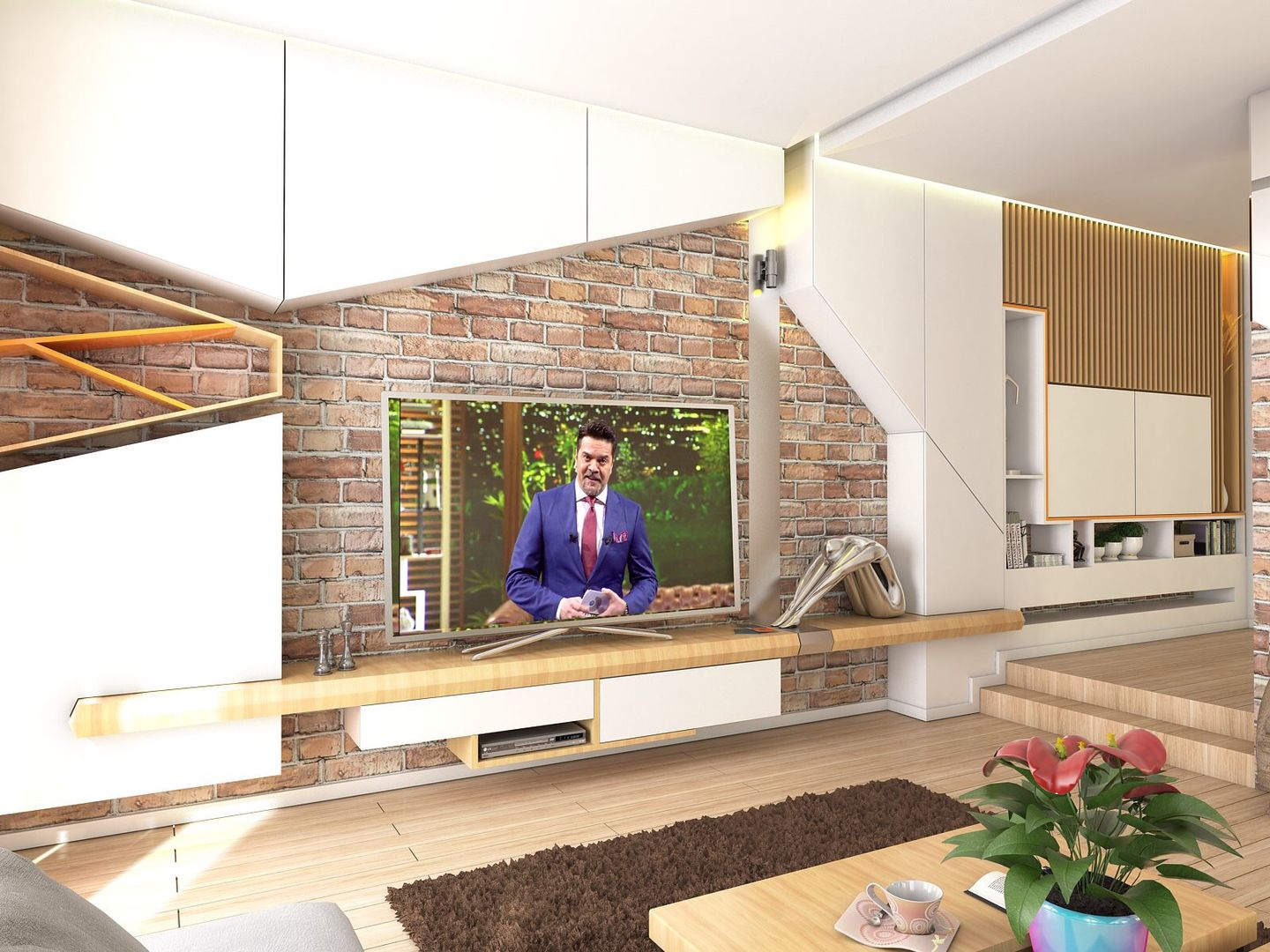 Housing, Murat Aksel Architecture Murat Aksel Architecture ห้องนั่งเล่น ไม้ Wood effect ชั้นวางทีวีและตู้วางทีวี