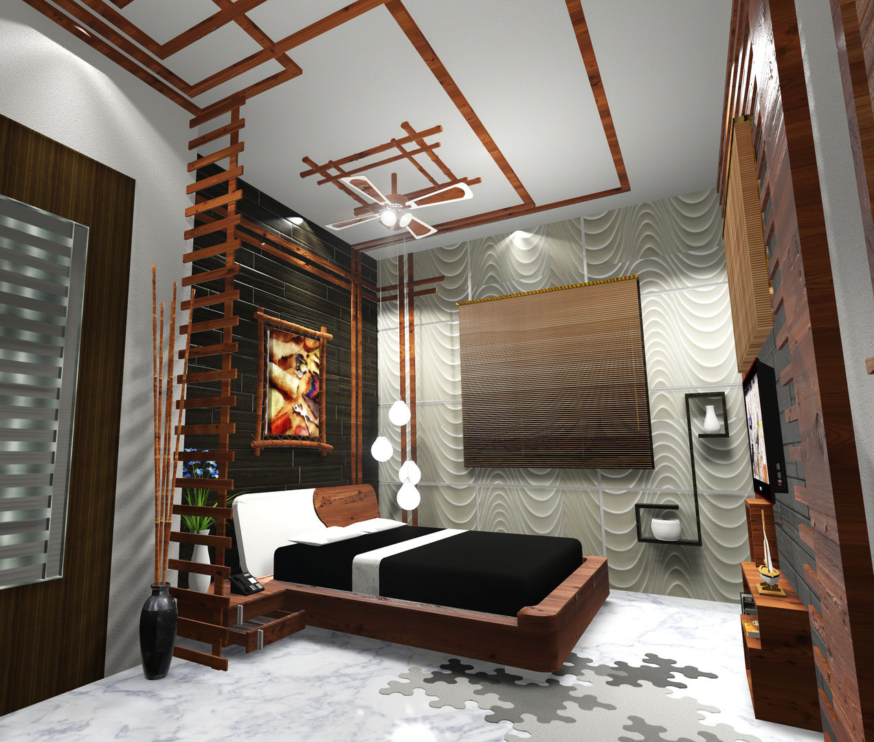 Room 1 bed view Creazione Interiors Modern style bedroom