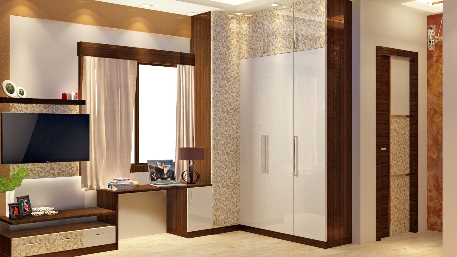 Room 2 wardrobe view Creazione Interiors Modern style bedroom