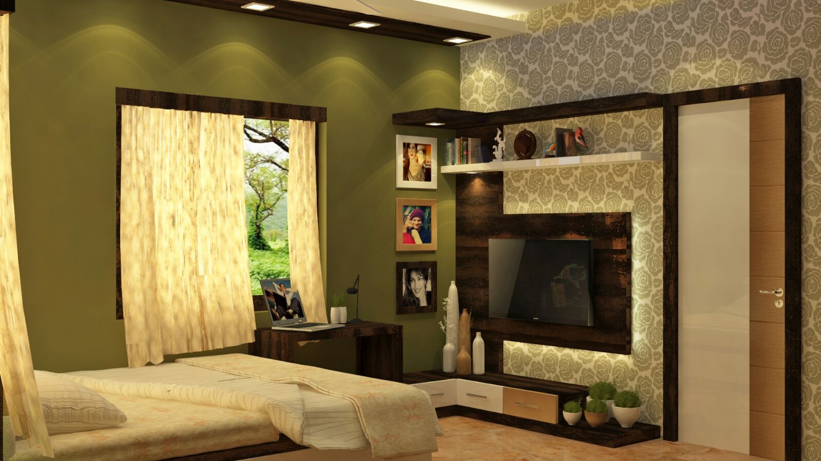 Room 5 tv view Creazione Interiors Modern style bedroom