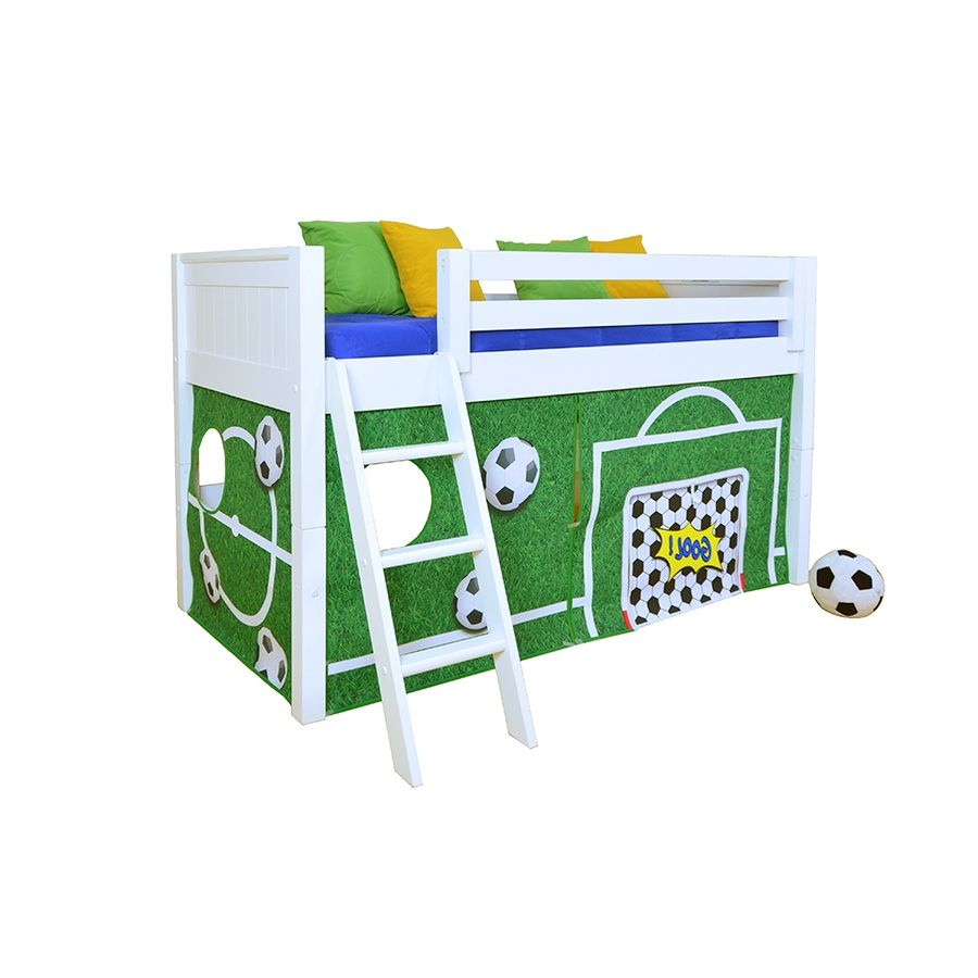 Cama Alta Infantil Tema Futebol INTERCASA MÓVEIS INFANTIS E JUVENIS Quarto infantil escandinavo Madeira Efeito de madeira Camas e berços