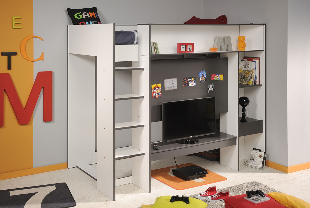 ASTUCIO lit surélevé connecté, Lastmeubles Lastmeubles Habitaciones para niños de estilo moderno Camas y cunas