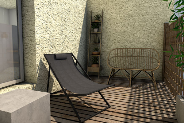 Une terrasse toute en longueur, Dem Design Dem Design Terrace Rattan/Wicker Turquoise