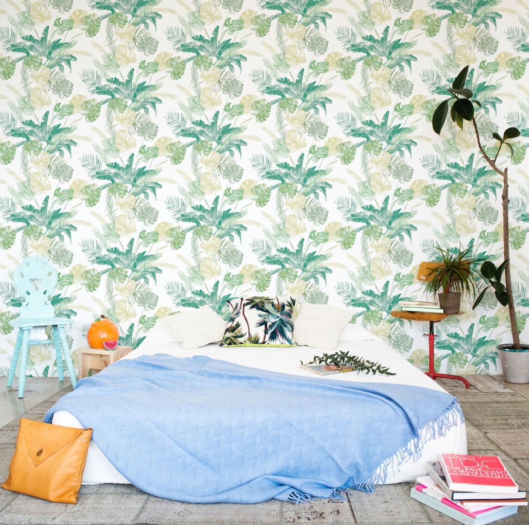 Lara Costafreda, Bloompapers Bloompapers Tường & sàn phong cách nhiệt đới Giấy Green Wallpaper