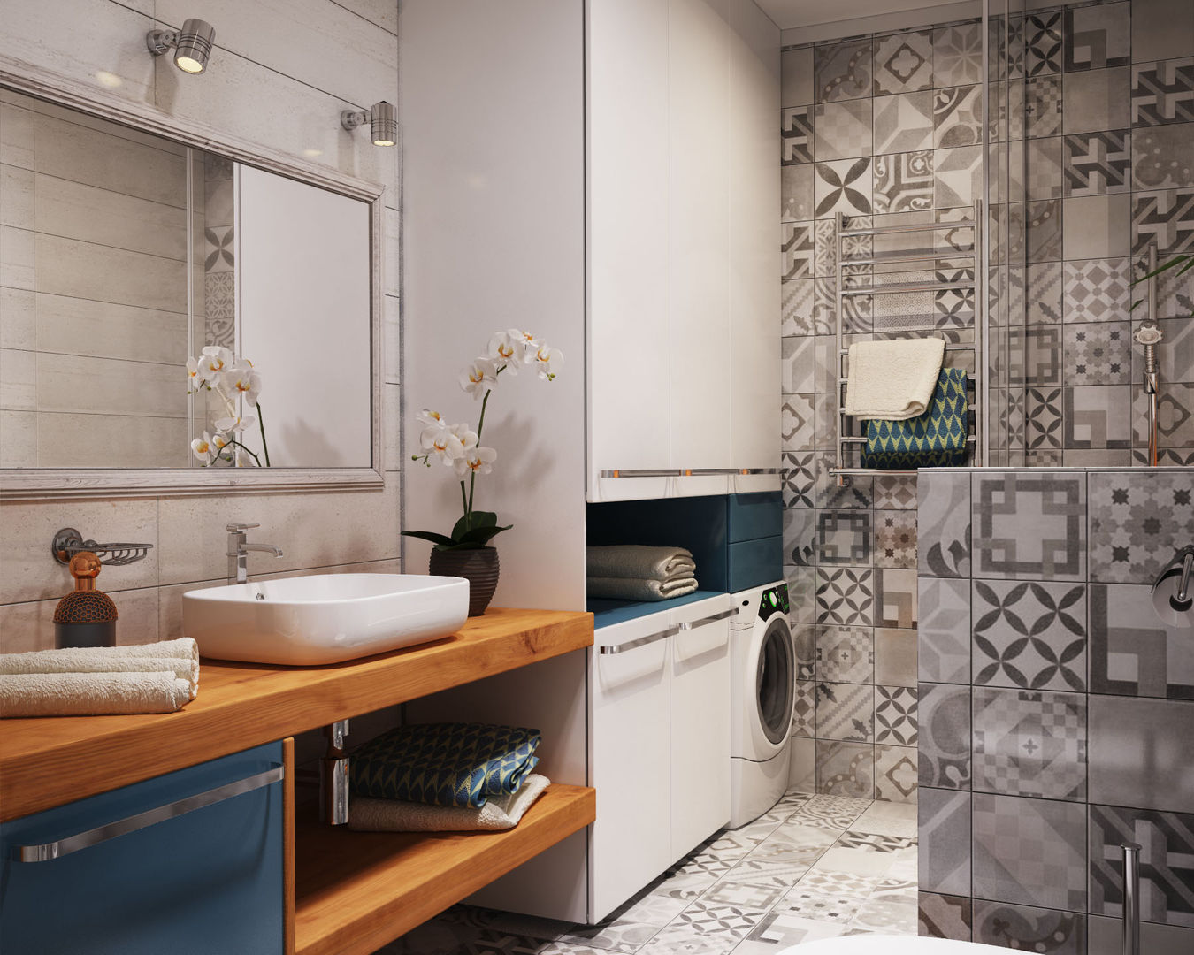 Bathroom Polygon arch&des Minimalist style bathroom Tiles Bathroom