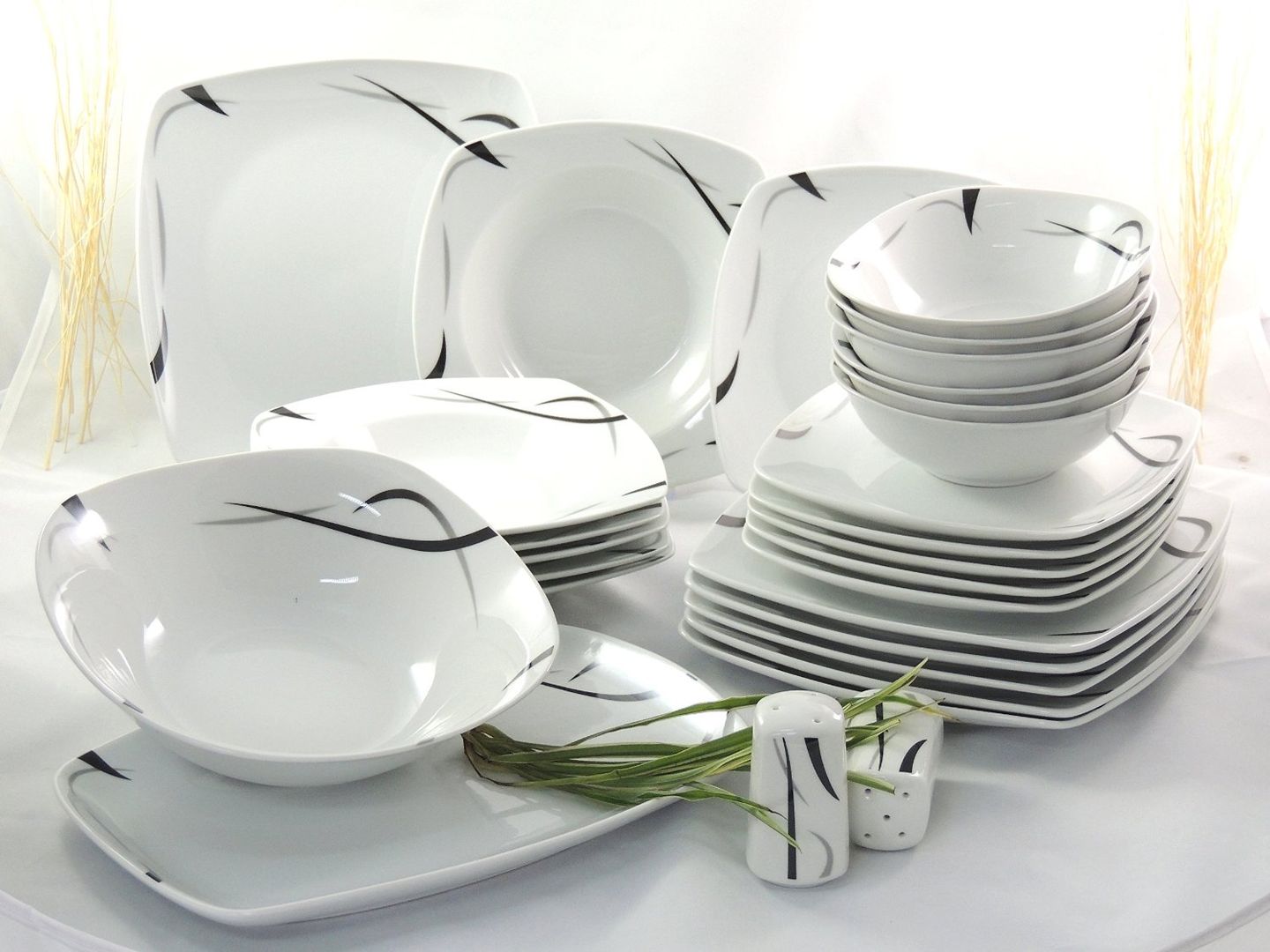 Porzellan Tafelservice Essservice Kombiservice 28tlg TK-877 Black-Light NEUWARE