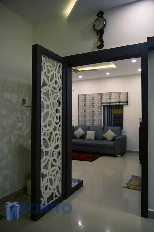 CNC design door homify Asian style corridor, hallway & stairs