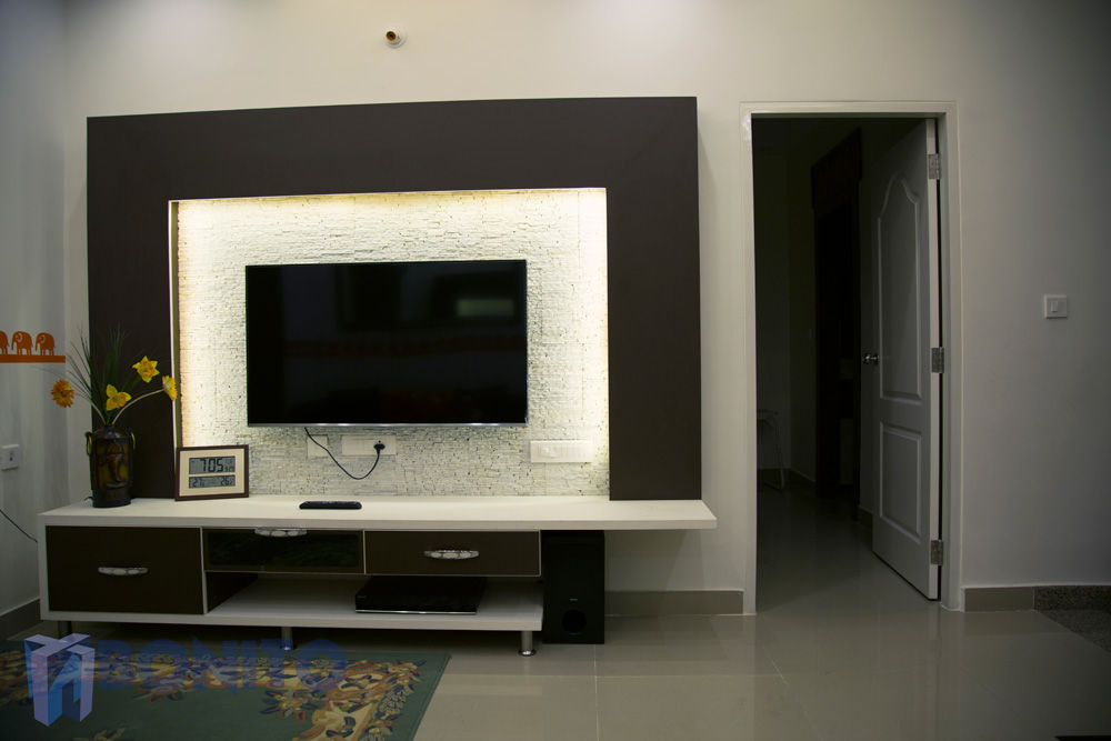 Living modular backlit TV unit design homify Living room