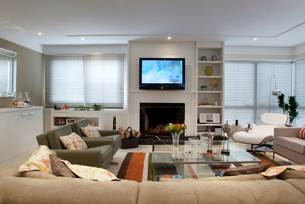 Sala de Estar /Jantar Apartamento 3, Angela Ognibeni Arquitetura e Interiores Angela Ognibeni Arquitetura e Interiores Living room