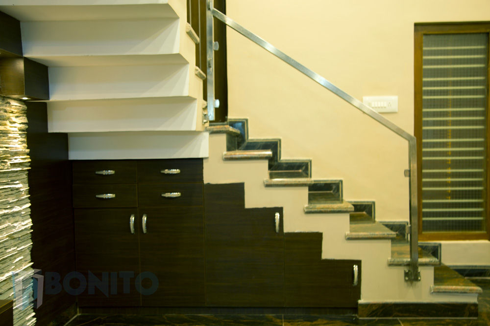 Stair case design homify Asian corridor, hallway & stairs