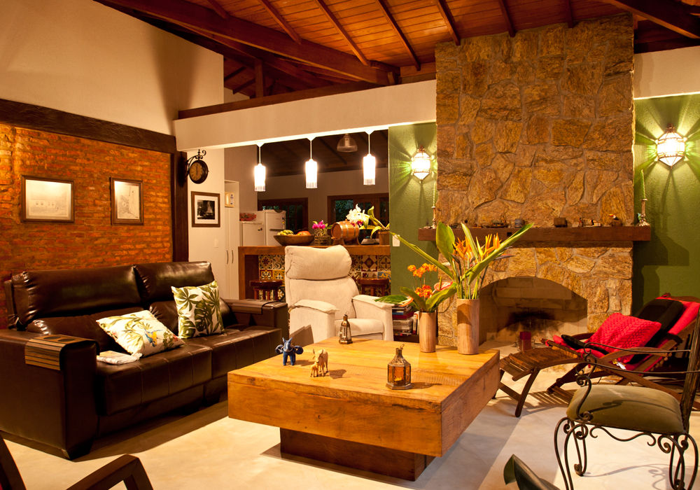 Projeto Casa de Sítio, Jaqueline Vale Arquitetura Jaqueline Vale Arquitetura Rustic style living room